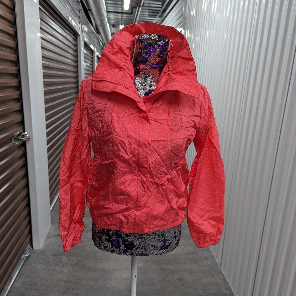Vintage Madison Hill XS Petite Neon Pink Windbreaker Crop Jacket Retro 90s y2K